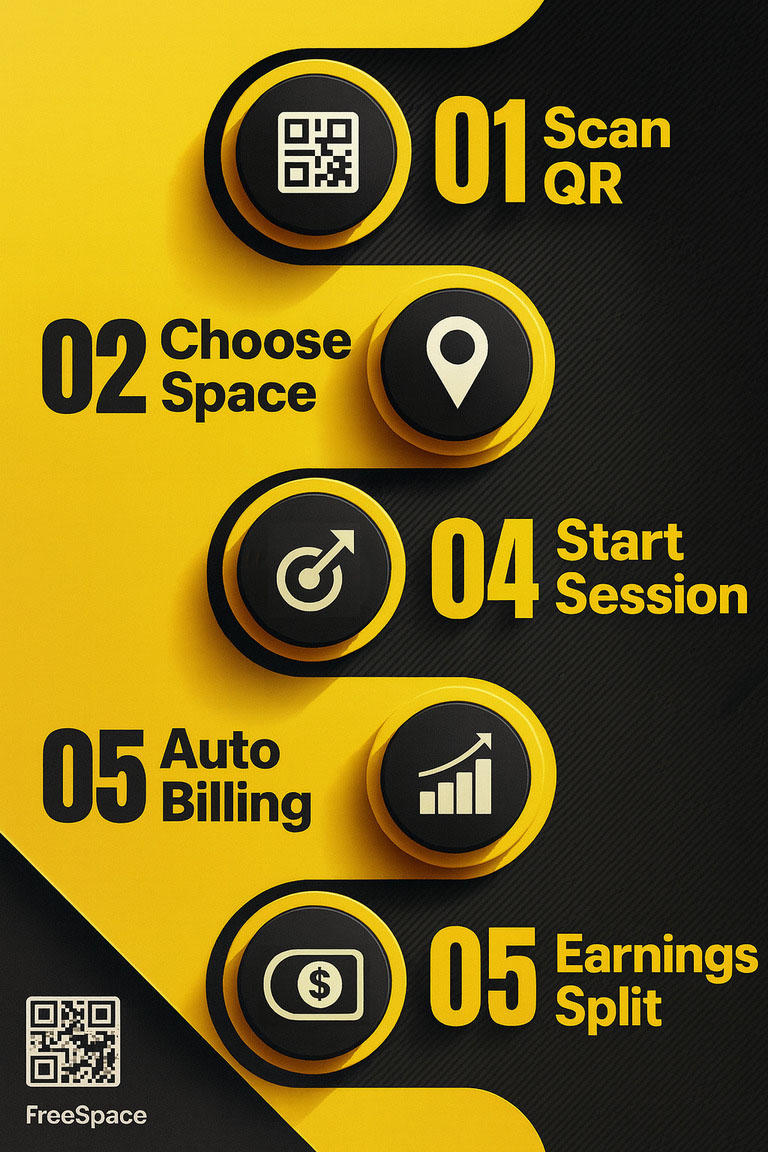 FreeSpace QR-based by-the-minute renting